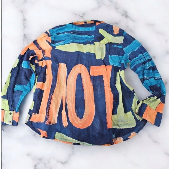 NIC+ZOE Abstract Print Button Down Long Sleeve Artsy‎ Blouse Top  Women's XL - Picture 10 of 10